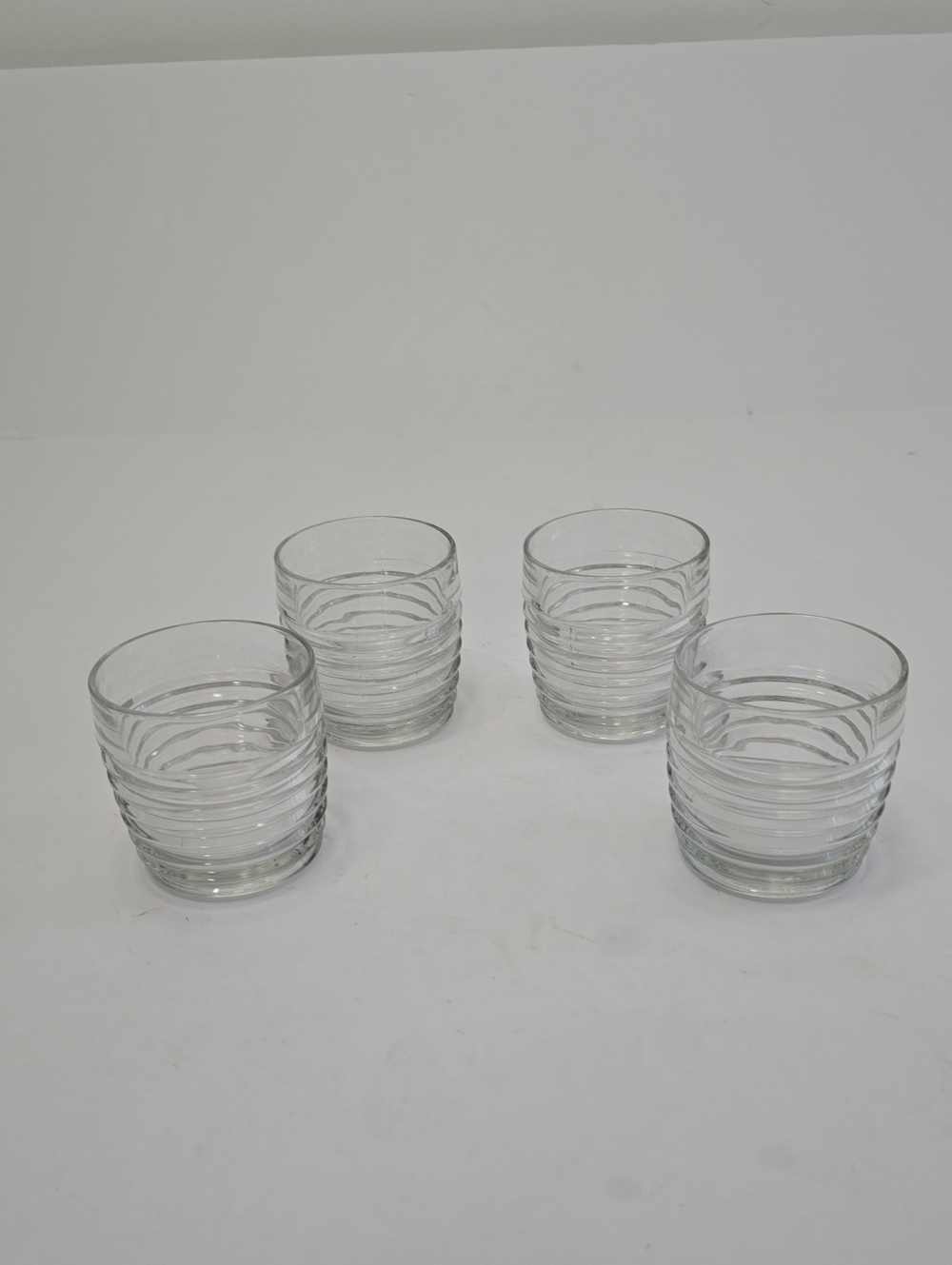 Vintage Anchor Hocking Set Of 4 Park Avenue Clear On The Rocks Glasses Ribbed
